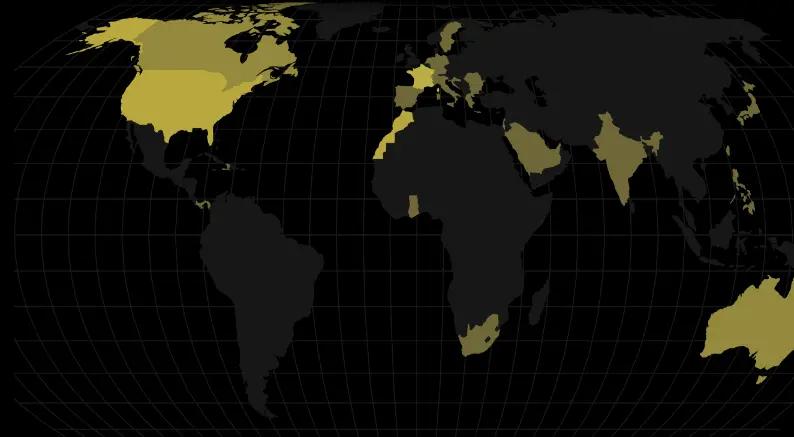 Map du monde des projets architecturaux qui ont été réalisée par FacadeAtelier - Architecte Rabat